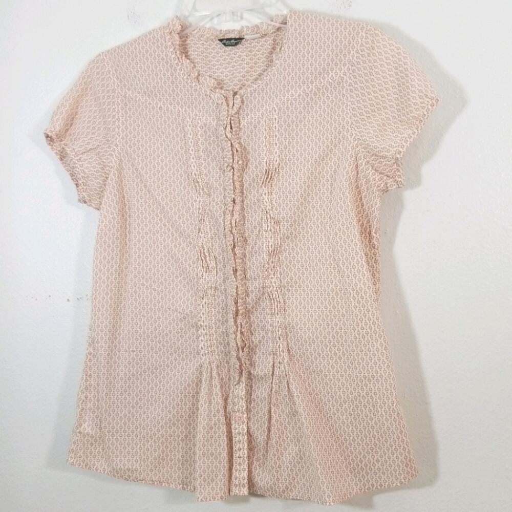 Eddie Bauer babydoll pin tuck ruffled thin top M